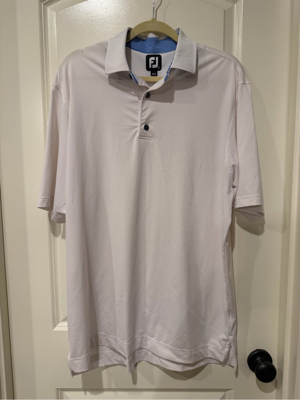 FootJoy Men’s White Golf Polo with Blue Trim